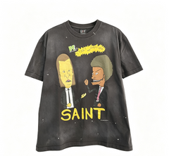 Saint Michael Start The Rapture Cartoon Vintage Washed Black Tee