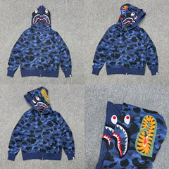BAPE Shark Full Zip Hoodie – Dual Hood Blue Camo Edition