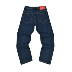 Spider Sp5der Logo Dark Blue Baggy Denim Jeans