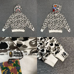BAPE Shark Full Zip Hoodie White Camo Edition