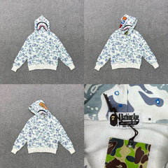A BATHING APE ABC Camo Shark Full Zip Hoodie Blue White