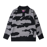 Corteiz Camo Jacquard Knit Polo Sweater