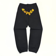 Spider Sp5der Reversed Logo Gold Print Black Jogger Sweatpants