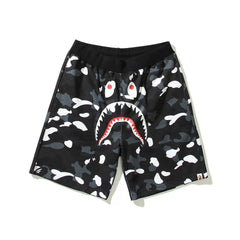 BAPE Style Camo Shark Casual Shorts - Black/Grey