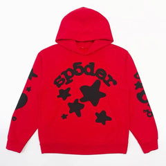 Spider Sp5der Star Graphic Red Pullover Hoodie