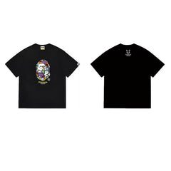 BAPE Style Cartoon Graffiti Graphic Short-Sleeve Tee - Black