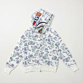 A BATHING APE ABC Camo Shark Full Zip Hoodie Blue White