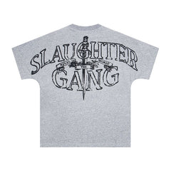 Corteiz X Slaughter Gang 21 Savage Grey Graphic Short Sleeve T‑shirt