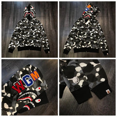 BAPE Black Camo Double Shark Full Zip Hoodie