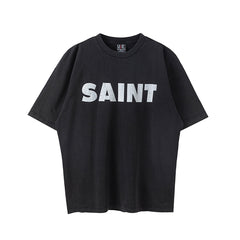 SAINT Large Logo Minimal Oversized Streetwear T‑Shirt