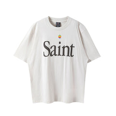Saint Michael Rainbow Apple Saint Logo Vintage Off‑White Tee