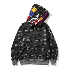 Bape Dark Grey Camo Double Shark Full Zip Hoodie