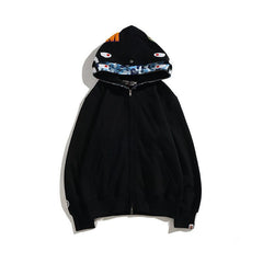 Bape Black Solid Double Shark Full Zip Hoodie