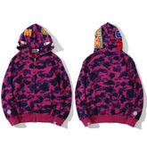 BAPE Shark Camo Full Zip Hoodie Purple