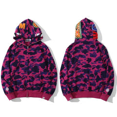 BAPE Shark Camo Full Zip Hoodie Purple