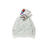 Bape White Camo Double Shark Full Zip Hoodie