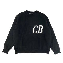 Cole Buxton Cb Logo Knit Black Oversized Crewneck Sweater