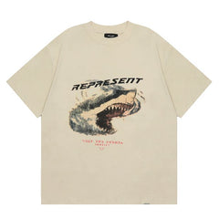 Represent Only The Strong Survive Shark Graphic Oversized T‑Shirt