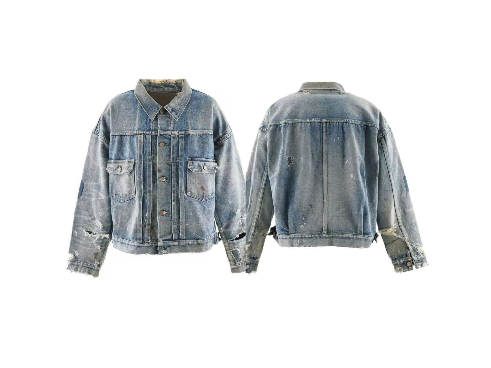 Saint Michael Distressed Ripped Oversized Denim Trucker Jacket