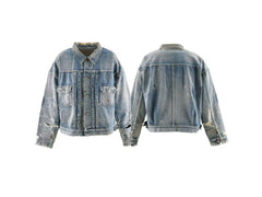 Saint Michael Distressed Ripped Oversized Denim Trucker Jacket