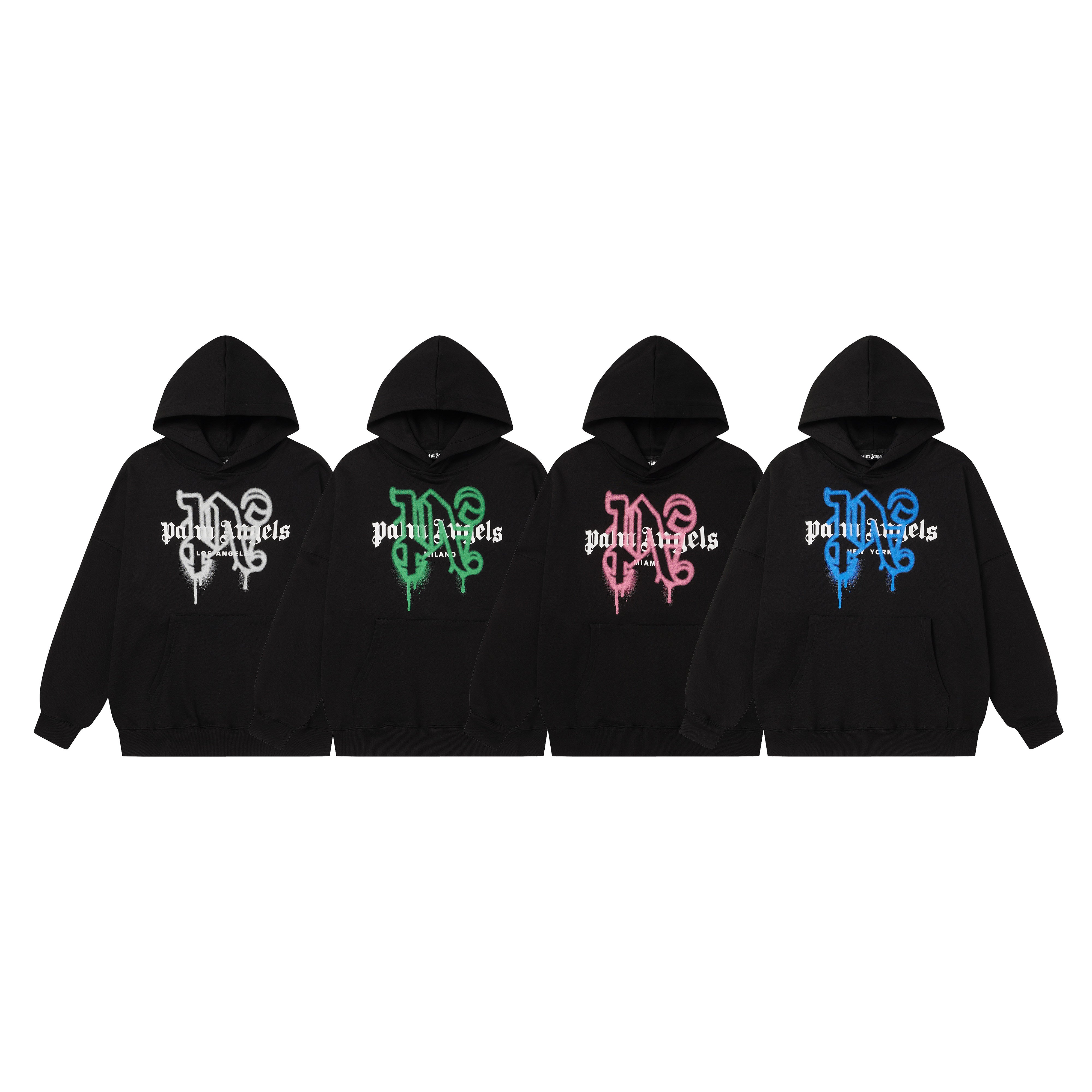 Palm Angels Spray Paint Graffiti Logo Oversized Hoodie