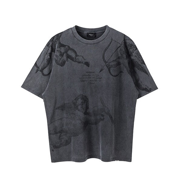 Represent Cherub Angel All‑Over Print Vintage Washed Oversized T‑Shirt