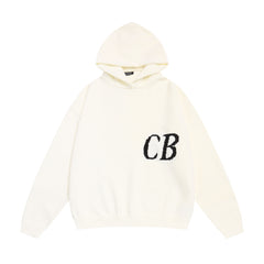 Cole Buxton Cb Logo Knit Cream Oversized Pullover Hoodie
