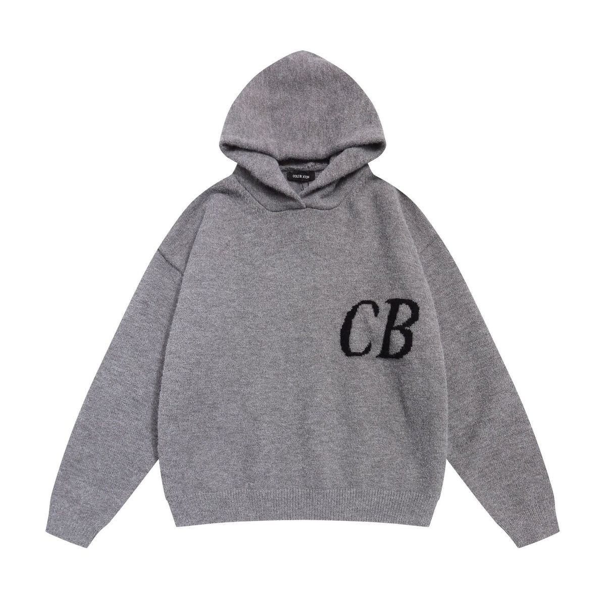 Cole Buxton Cb Logo Knit Heather Grey Oversized Pullover Hoodie