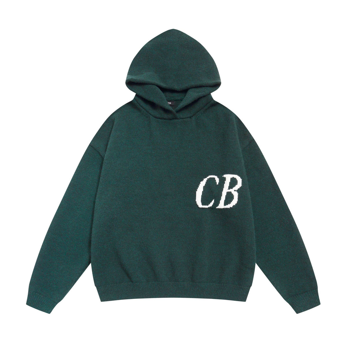 Cole Buxton Cb Logo Knit Forest Green Oversized Pullover Hoodie