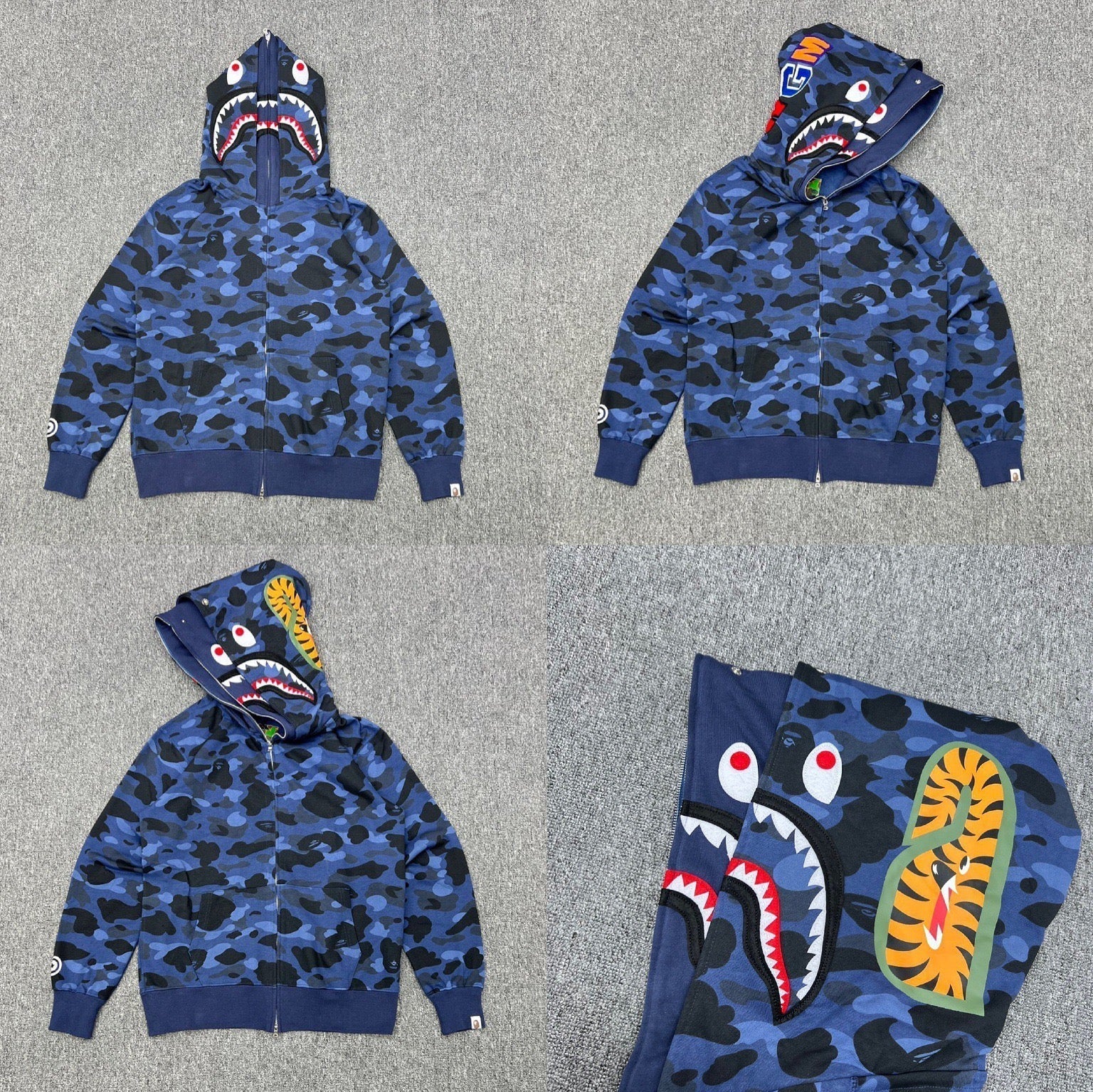 BAPE Shark Full Zip Hoodie – Dual Hood Blue Camo Edition