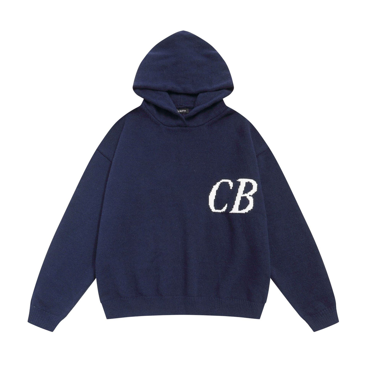 Cole Buxton Cb Logo Knit Navy Oversized Pullover Hoodie