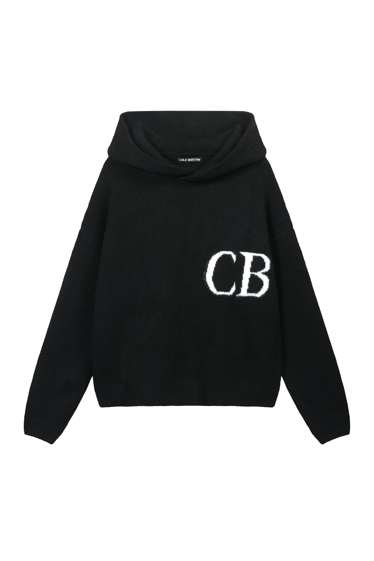 Cole Buxton Cb Logo Knit Black Oversized Pullover Hoodie