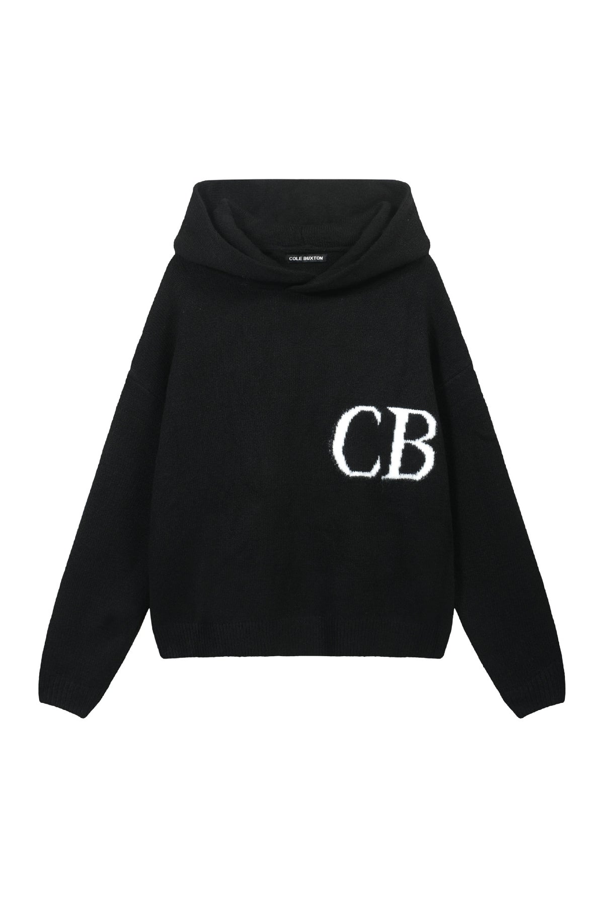 Cole Buxton Cb Logo Knit Black Oversized Pullover Hoodie