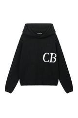 Cole Buxton Cb Logo Knit Black Oversized Pullover Hoodie