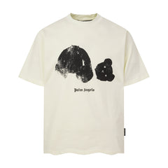 PALM ANGELS DISTORTED BEAR PRINT OFF‑WHITE OVERSIZED T‑SHIRT