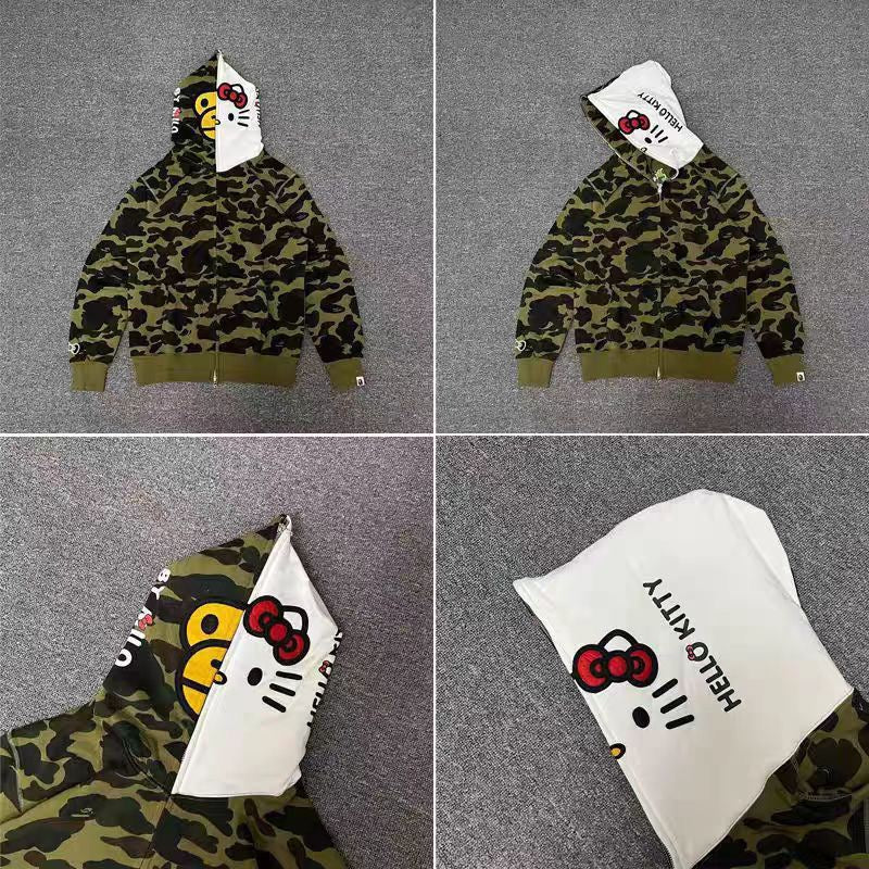 BAPE x Hello Kitty Shark Full Zip Hoodie Camo Edition