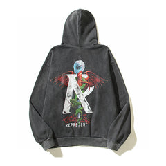 Represent Vintage Washed Angel Snake Graphic Oversized Hoodie