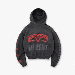 Represent Legacy Tour Reversible Vintage Washed Cropped Oversized Hoodie