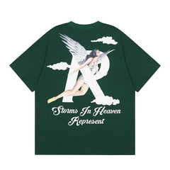 Represent Angel Cloud R‑Logo Chest Print Oversized T‑Shirt