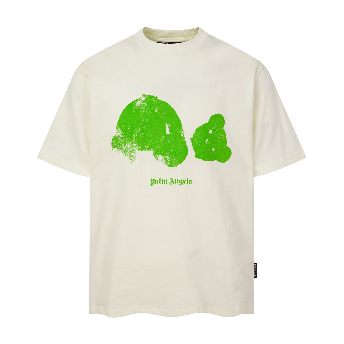 PALM ANGELS GREEN DISTRESSED BEAR OFF‑WHITE OVERSIZED T‑SHIRT