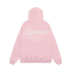 Represent Small Script Logo Pastel Pink Oversized Hoodie