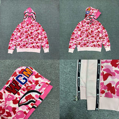 BAPE Shark Full Zip Hoodie – Dual Hood Pink Camo Edition