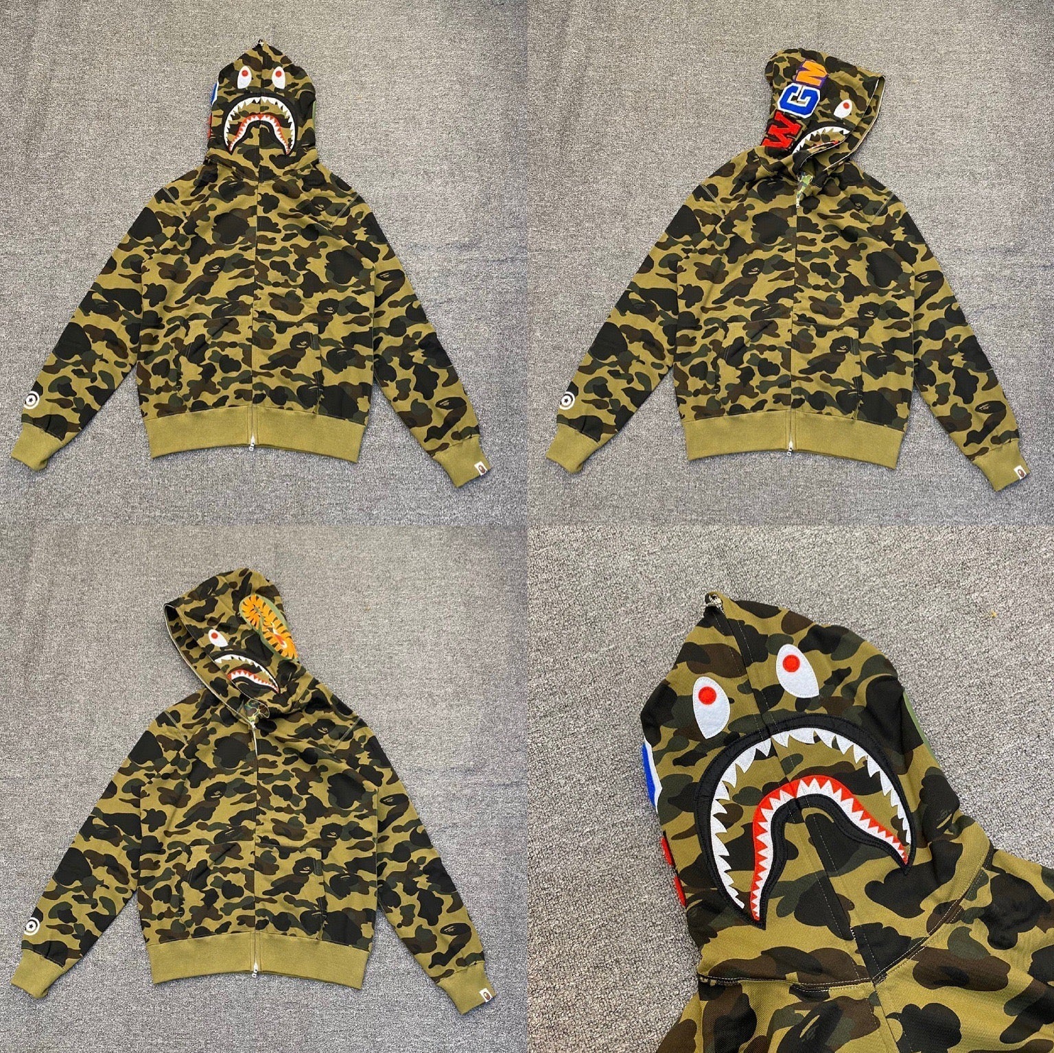 BAPE Shark Camo Full Zip Hoodie Green