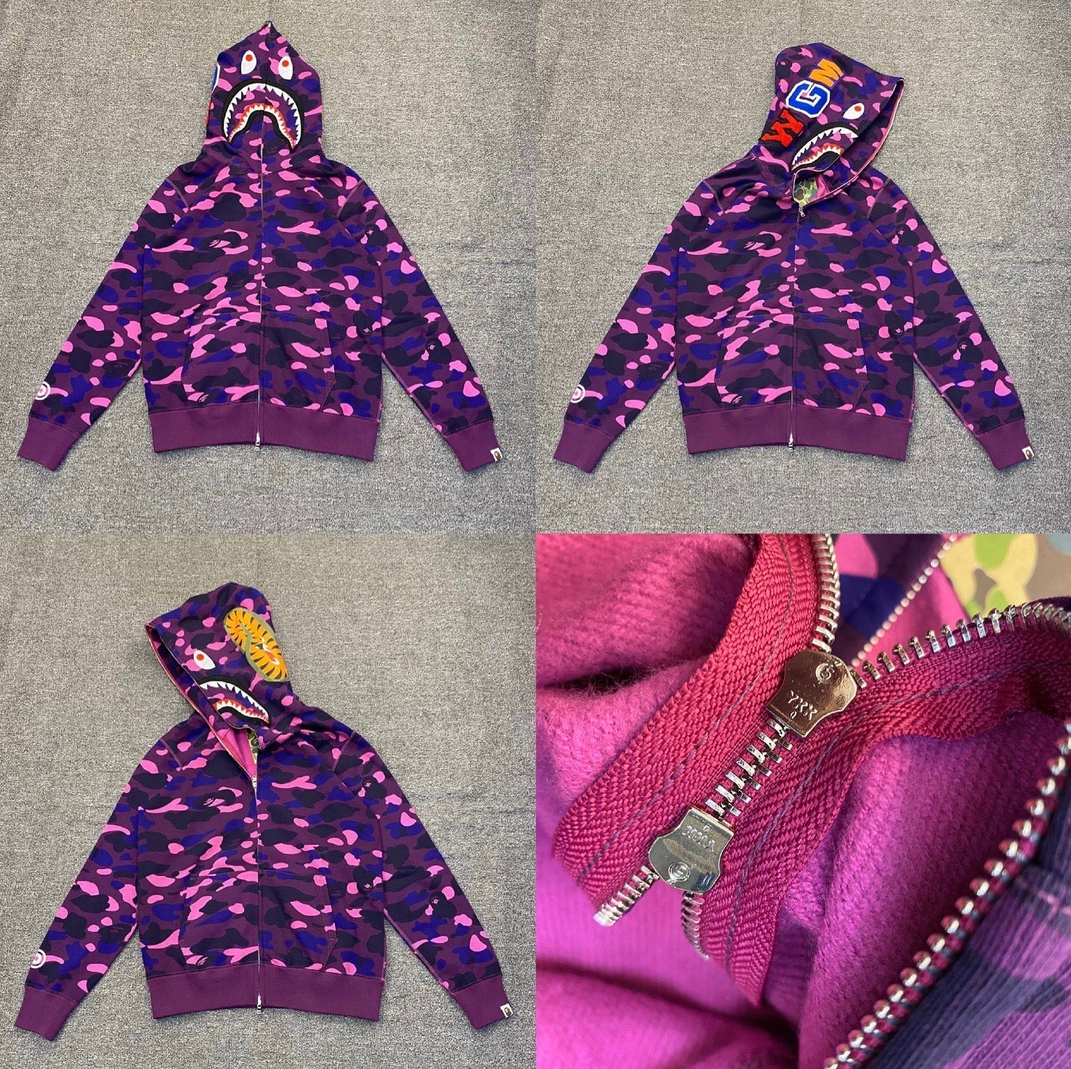 BAPE Shark Camo Full Zip Hoodie Purple