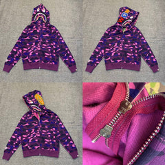 BAPE Shark Camo Full Zip Hoodie Purple