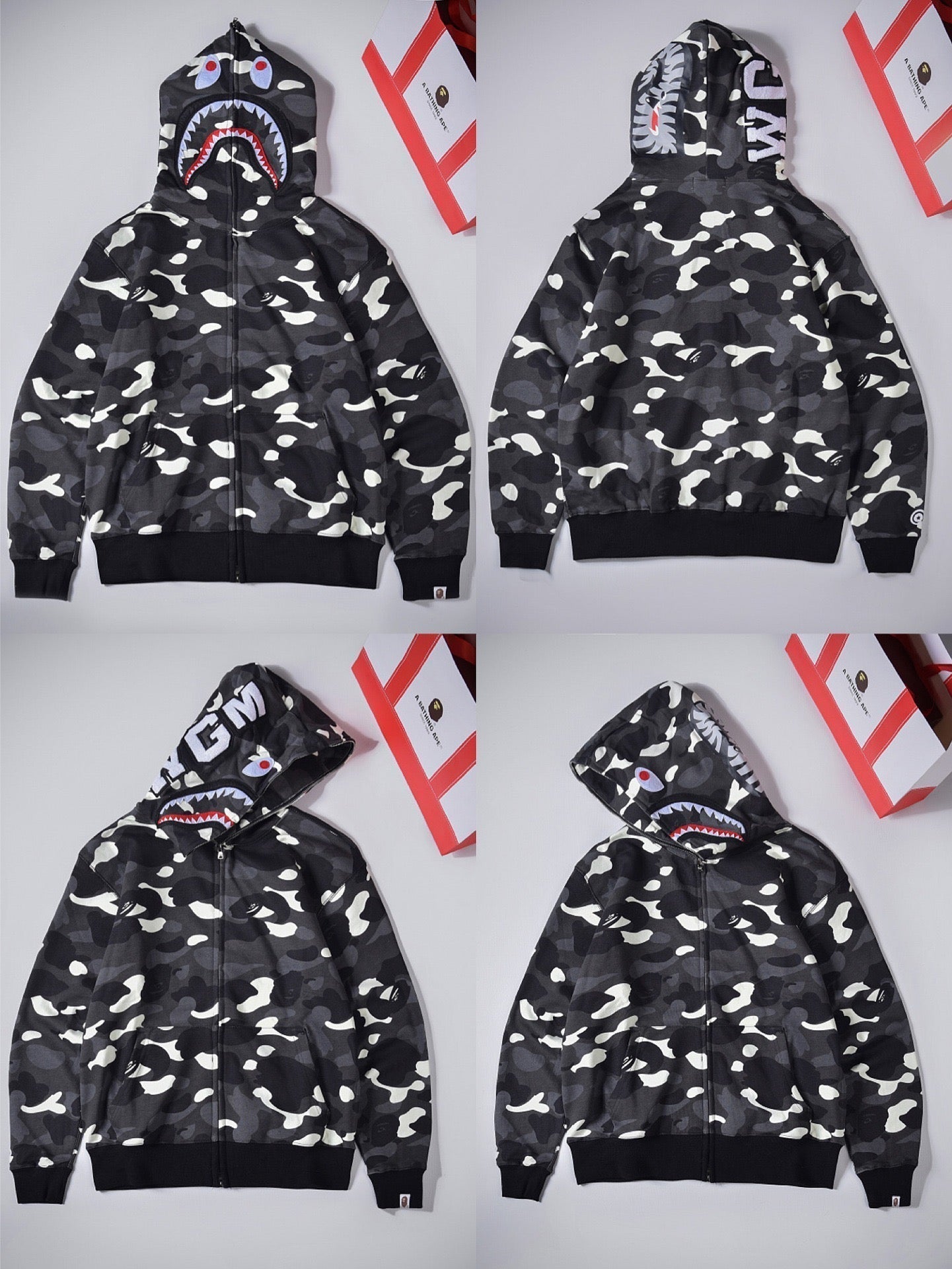 BAPE Shark Black Camo Full Zip Hoodie