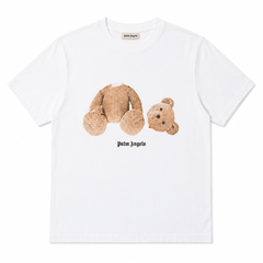 PALM ANGELS DETACHED HEAD BEAR GRAPHIC WHITE OVERSIZED TEE