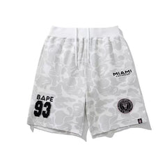 BAPE Style Miami "93" Camo Casual Shorts - White/Light Grey