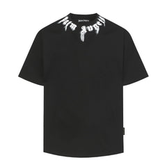 PALM ANGELS NECK LOGO PRINT OVERSIZED SHORT SLEEVE T‑SHIRT