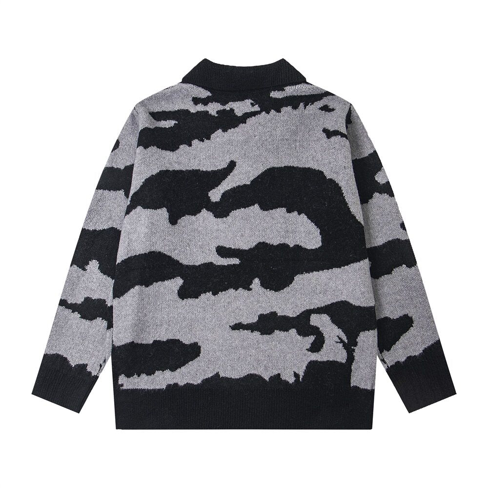 Corteiz Camo Jacquard Knit Polo Sweater